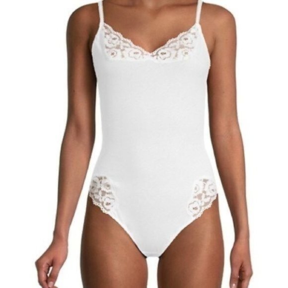 FREE PEOPLE Side of Sass Lace-Trim Cotton Bodysuit - White - NWT - Picture 4 of 7